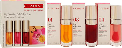 嬌韻詩唇部舒適油系列唇油 - 01 蜂蜜，唇油 - 03 櫻桃，唇油 - 04 火龍果女士 3 x 0.2 盎司