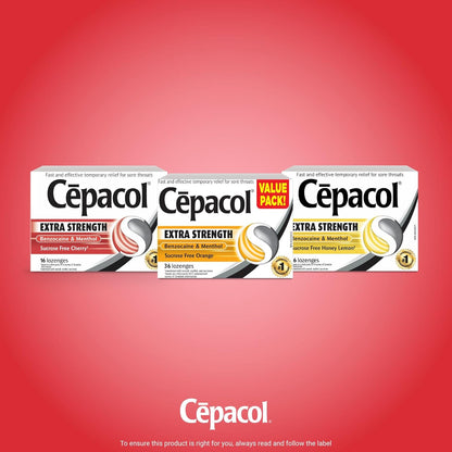Cepacol 强效，无蔗糖，蜂蜜柠檬，咽喉痛润喉糖，16 粒