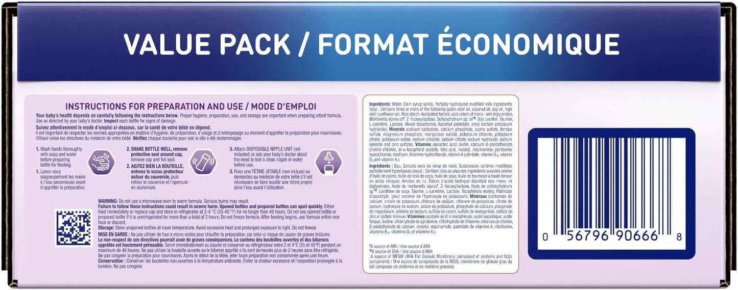 Enfamil A+ NeuroPro Gentlease 婴儿配方即食奶瓶，含促进大脑发育的 DHA，0-12 个月，18 x 237 毫升