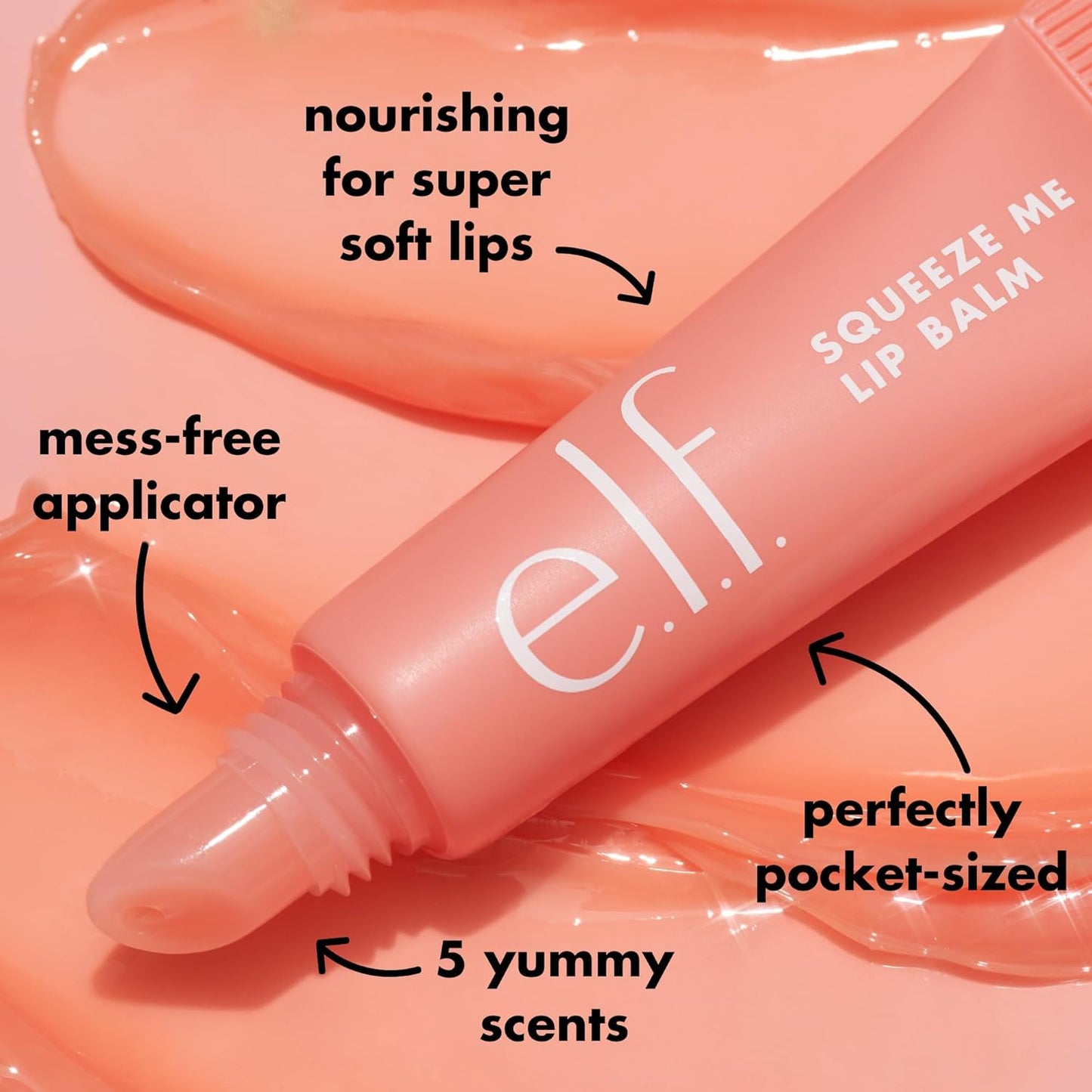 e.l.f. Squeeze Me Lip Balm, Moisturizing Lip Balm For A Sheer Tint Of Colour, Infused With Hyaluronic Acid, Vegan & Cruelty-free, Strawberry