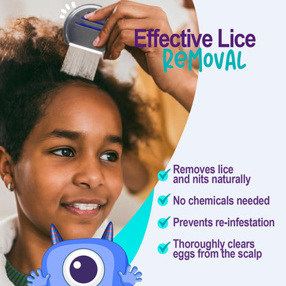 Dynarex WeCare ClearNit 金属除虱除虱梳带手柄 - 适用于所有发质的除虱梳，不锈钢超细齿 - 每盒 144 支