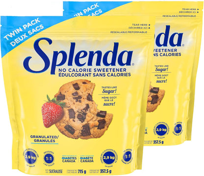 SPLENDA No Calorie Sweetener Granulated Twin Pack, 25.22 Ounce (Each Pouch: 12.61 oz), Sugar Free Sweetener & Sugar Substitute