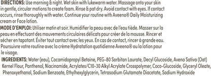 Aveeno Daily Facial Cleanser, Gentle Foaming Gel Face Wash for Normal to Oily Skin, Removes Oil Without Disrupting Skin's Moisture Barrier, Oat + Niacinamide, Fragrance Free, 354 mL