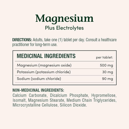 自然之寶鎂加電解質，500 毫克，有助於維持肌肉功能，幫助組織形成和發育，幫助維持骨骼和牙齒，幫助身體代謝營養物質，片劑，346 克