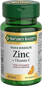 Nature's Bounty Vitamin C + Zinc, Multi-coloured, 60 Quick Dissolve Tablets