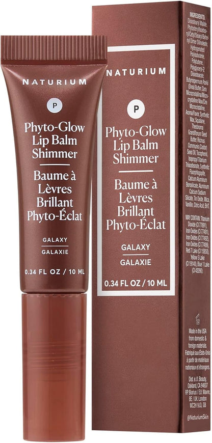 Naturium Phyto-Glow 唇膏閃光，滋養和保濕雙唇，含乳木果油、古布阿蘇脂、植物角鯊烷和 Geodiamond 珍珠，10 毫升/0.34 液盎司，顏色：Galaxy