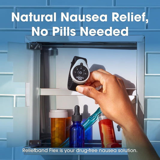 Reliefband Flex Conductivity Gel Bracelet for Motion Sickness, Pregnancy, Travel & Vomiting Relief - Hypoallergenic FDA Cleared - Drug-Free, Fast-Acting Anti-Nausea Relief Band