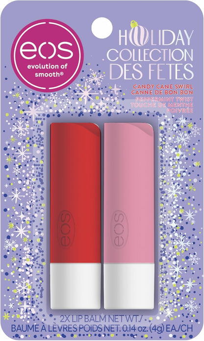 eos Holiday Collection Candy Cane Swirl and Peppermint Twist Sticks, 8g, 2 pack