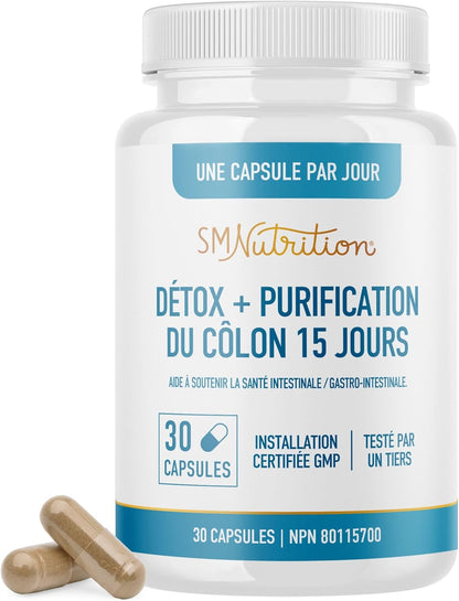 15 Day Colon Cleanse & Detox | Stool Softener & Constipation Relief for Adults | Gut Health Support | Colon Detox Cleanse With Probiotics for Women & Men | Gluten-Free | By SM Nutrition | 30 Capsules