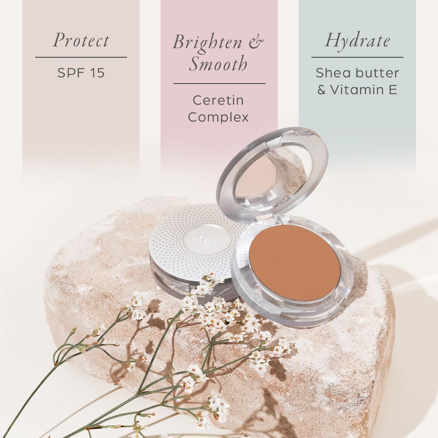 PUR Beauty 4-in-1 Pressed Mineral Makeup Foundation with SPF 15 - Concealer & Finishing Compact Pressed Powder for Face - Buildable Medium to Full Coverage Foundation