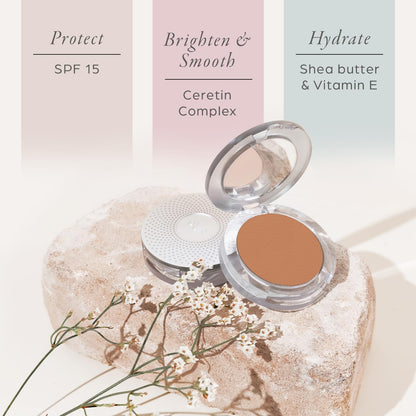 PUR Beauty 4-in-1 Pressed Mineral Makeup Foundation with SPF 15 - Concealer & Finishing Compact Pressed Powder for Face - Buildable Medium to Full Coverage Foundation