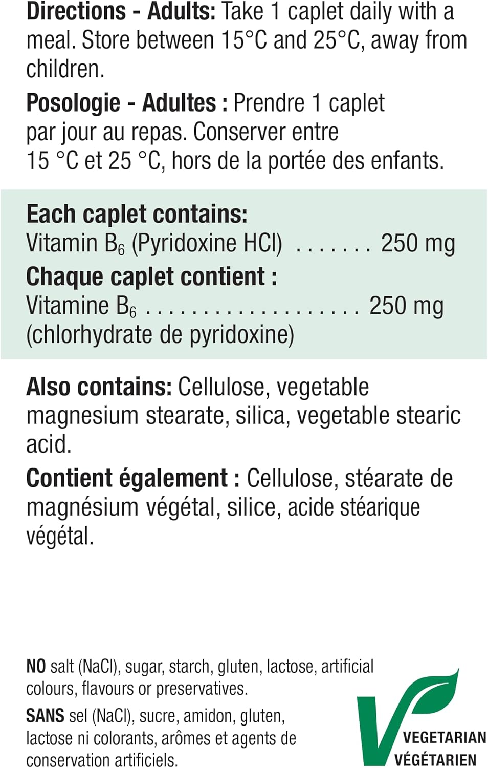 Jamieson 維生素 B6 250 毫克，鹽酸吡哆醇，有助於預防維生素 B6 缺乏症，促進能量生成和代謝。素食，無麩質，100 粒膠囊，加拿大製造