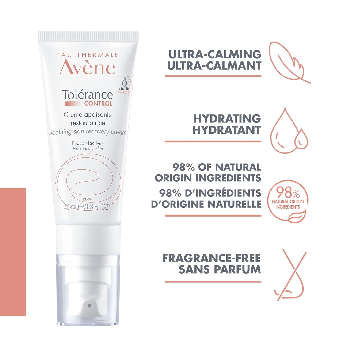 Eau Thermale Avene BUNDLE Tolerance Control Gel Cleanser + Cream, Soothing Skin Recovery Cream, for all types of hypersensitive skin, reactive skin