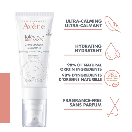 Eau Thermale Avene BUNDLE Tolerance Control Gel Cleanser + Cream, Soothing Skin Recovery Cream, for all types of hypersensitive skin, reactive skin