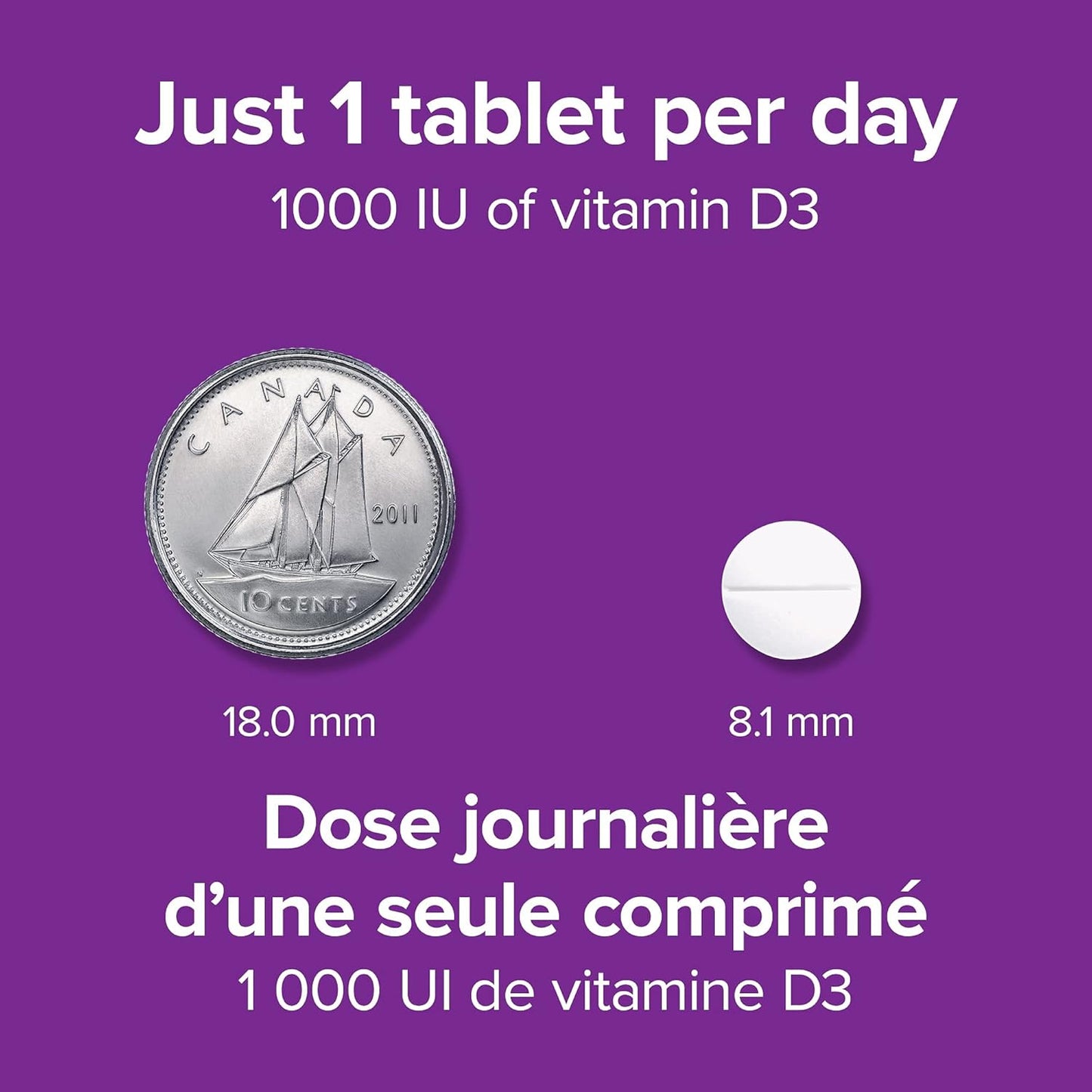 Webber Naturals 维生素 D3 1000 IU，260 片，有助于骨骼和牙齿健康，维持身体健康