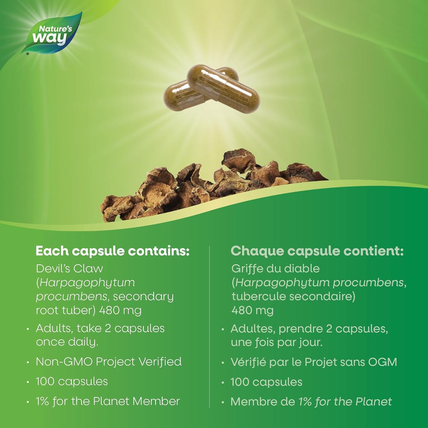 Nature's Way Devil's Claw, Natural Anti-Inflammatory, 100 Capsules