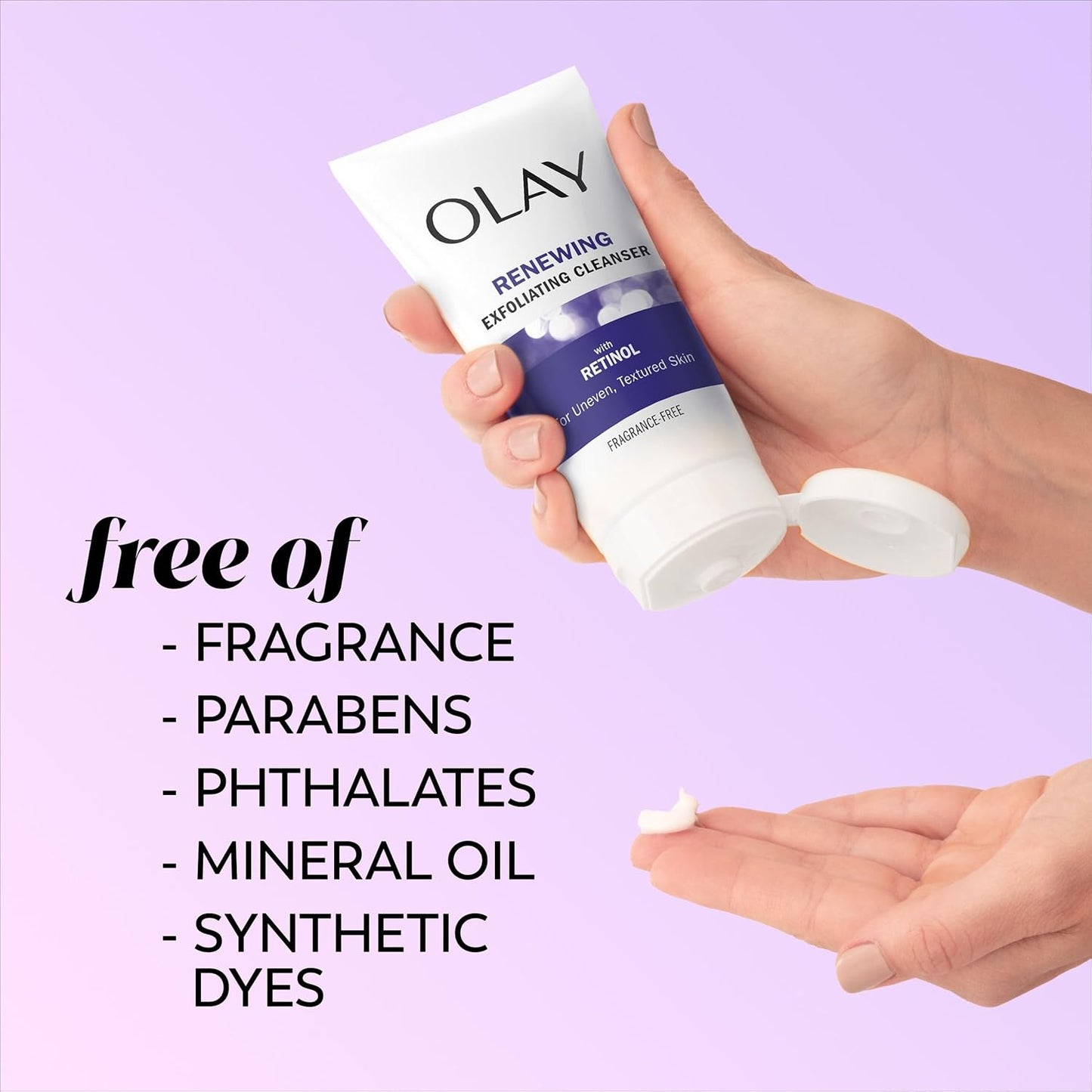 Olay Renewing Retinol Face Cleanser, Exfoliating Face Wash with Retinoid Complex Deep Cleans and Renews Skin Surface, Fragrance Free, 150 mL