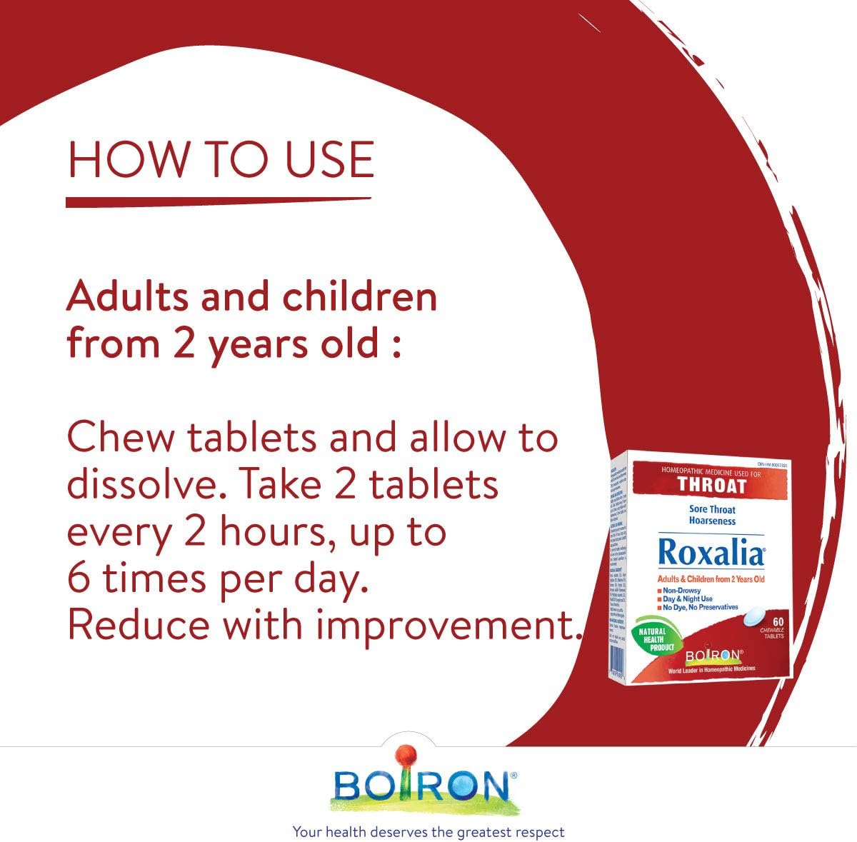 Boiron Roxalia，60 片，用于治疗喉咙痛和声音嘶哑的顺势疗法药物