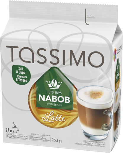 Tassimo Nabob 拿铁咖啡单份 T 盘，8 片装