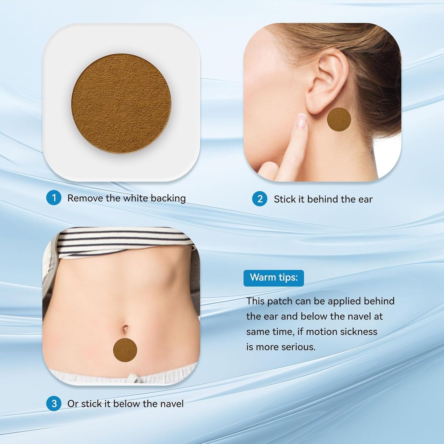 晕车贴，60 片装，不瞌睡，减轻晕船晕车引起的头晕，适合乘车、乘船、乘游轮和飞机的旅行必需品