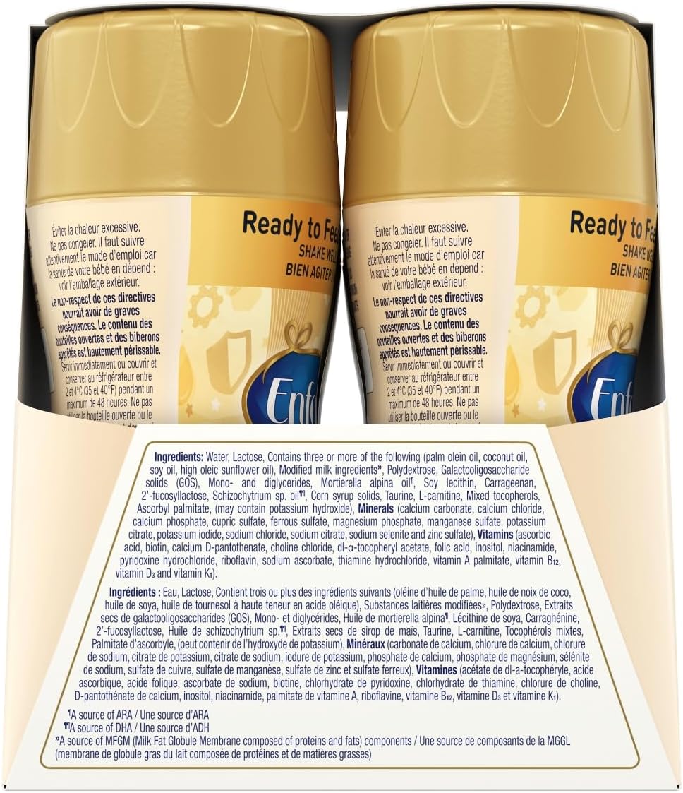 Enfamil A+ NeuroPro 嬰兒配方奶粉，即食，奶嘴瓶裝，含促進大腦發育的 DHA 和 2'FL 免疫支持，0-12 個月，6 x 237 毫升