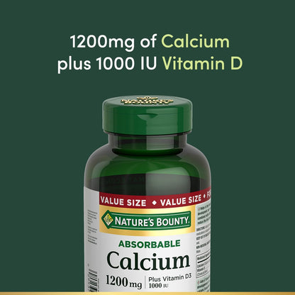 自然之宝钙加维生素 D3，可吸收，1200 毫克，有助于骨骼和牙齿的发育，有助于钙和磷的吸收和利用，可降低患骨质疏松症的风险，超值装，软胶囊，535 克