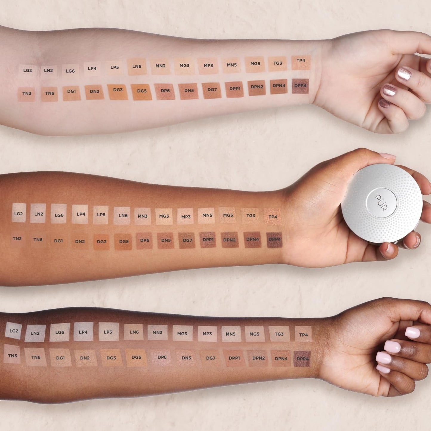 PUR Beauty 4-in-1 Pressed Mineral Makeup Foundation with SPF 15 - Concealer & Finishing Compact Pressed Powder for Face - Buildable Medium to Full Coverage Foundation