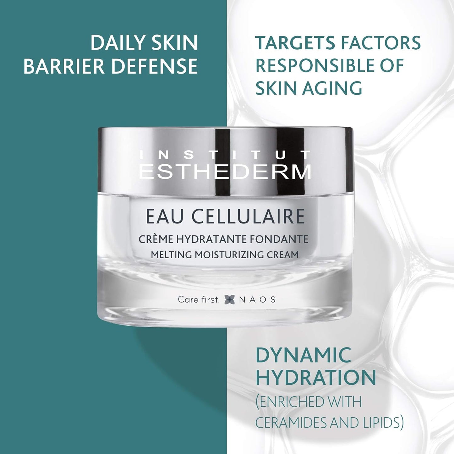 Institut Esthederm - Cellular Water Cream - Comforting Hydrating Cream, Anti-Pollution, Moisturizing and Freshness Feeling, 50 mL.