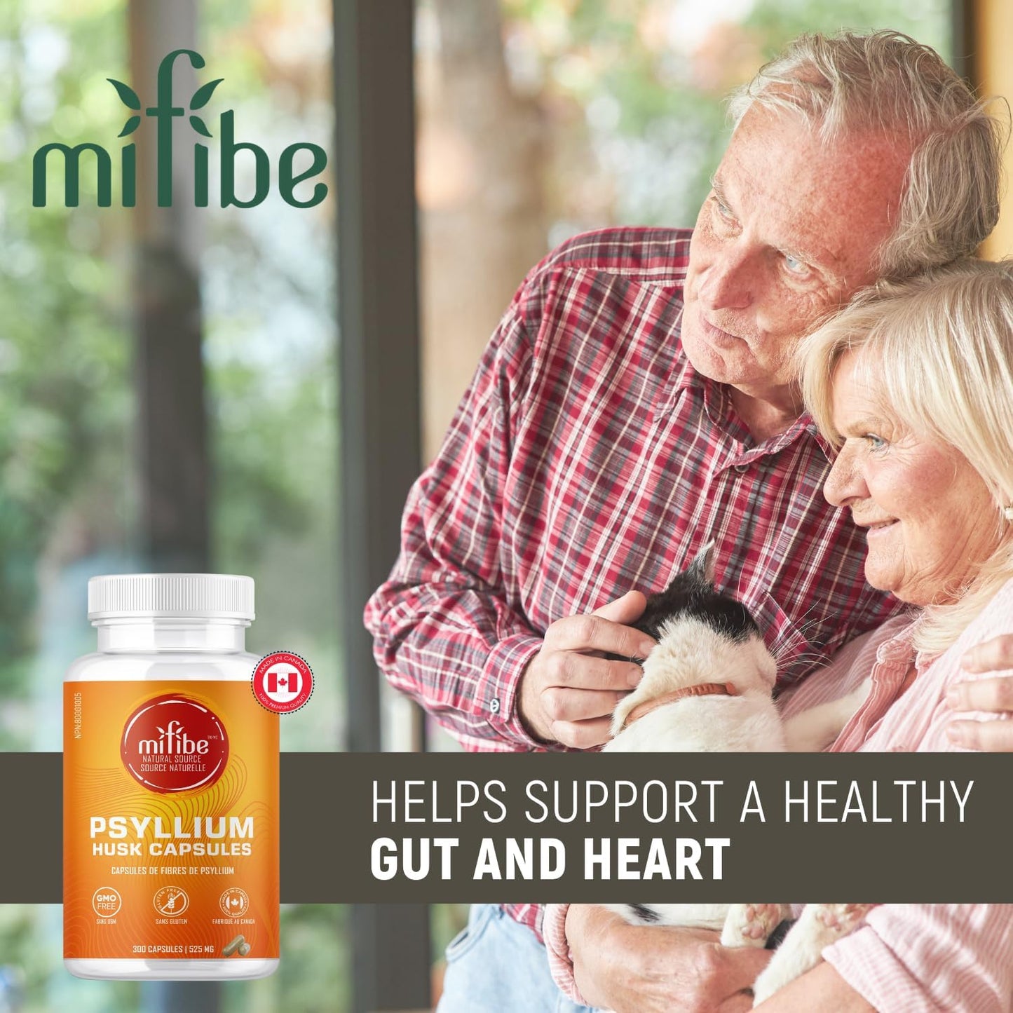 mifibe Psyllium Husk Fibre Capsules | 300 Pills | 2625mg Per Serving | Natural Laxative for Constipation Relief | Soluble Fibre