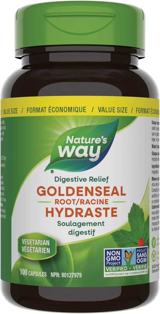 Nature's Way Goldenseal Root – Relieve digestive upset - Aid Digestion – Mild Laxative - Non-GMO - 100 Vegetarian Capsules, Value Size