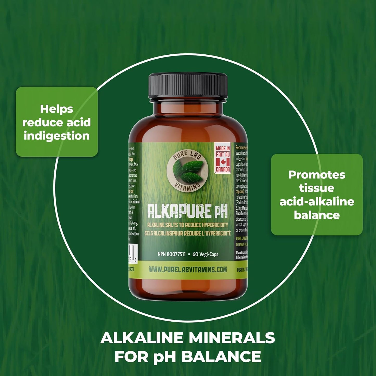 Pure Lab Vitamins | Alkapure pH | 60 Capsules | Alkaline pH Balance Pills | Essential Minerals Supplement | Antacid Pills