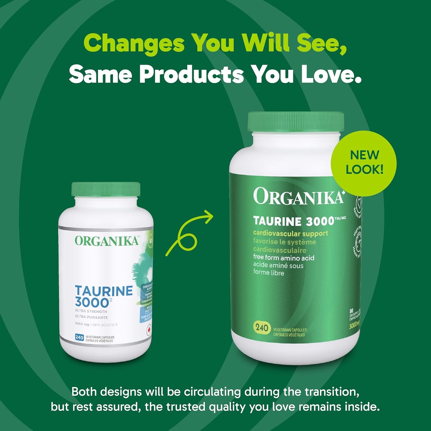 Organika 加拿大製造超強效牛磺酸 - 1000 毫克 - 支持心血管健康，每日劑量 3000 毫克 - 240 粒膠囊