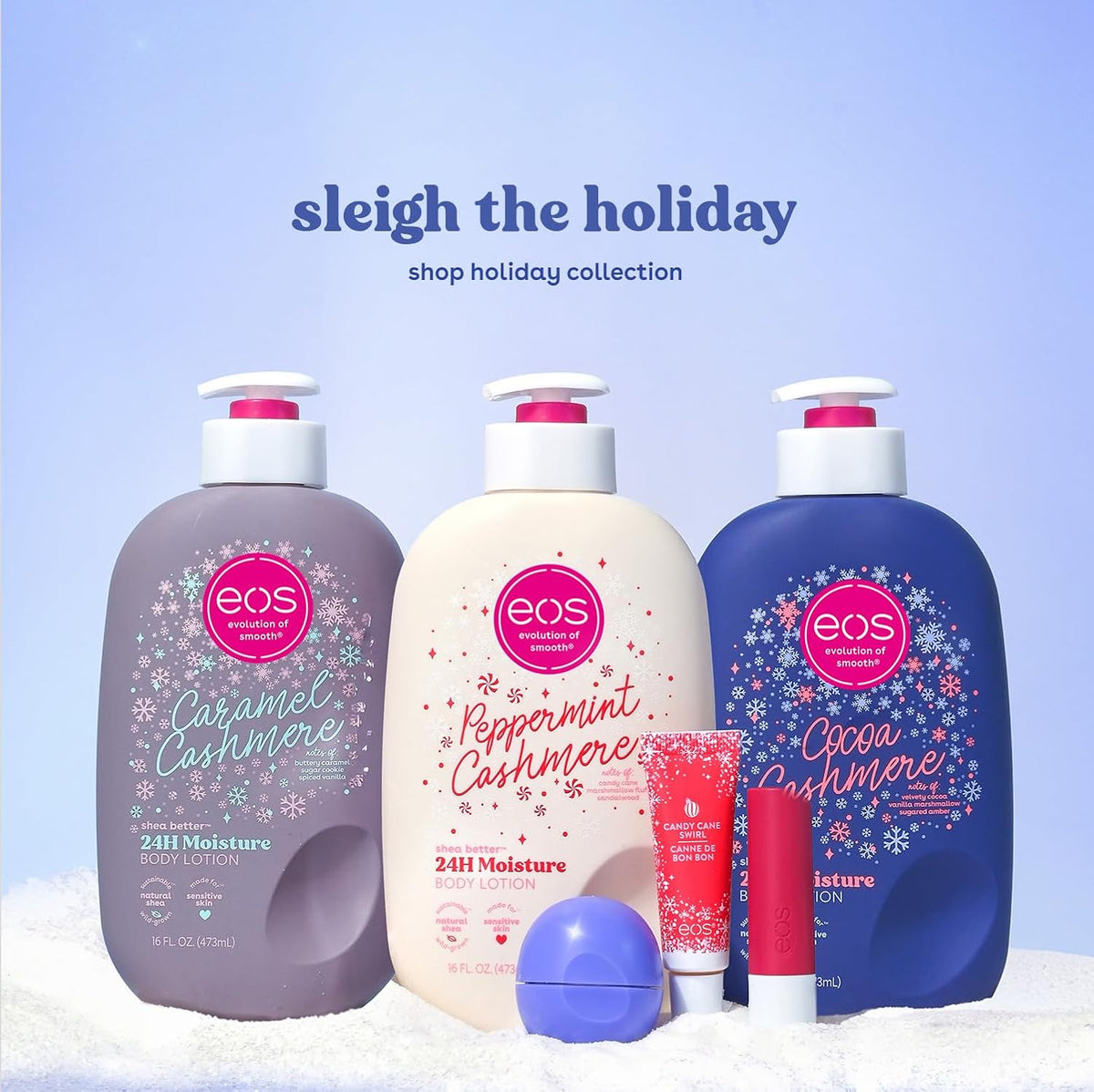 eos Holiday Collection Candy Cane Swirl and Pink Champagne Super Balm, 20ml, 2 pack