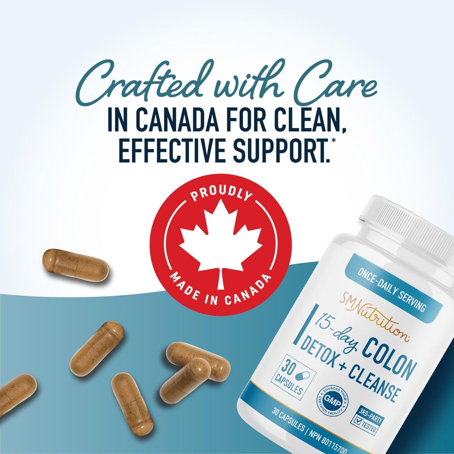 15 Day Colon Cleanse & Detox | Stool Softener & Constipation Relief for Adults | Gut Health Support | Colon Detox Cleanse With Probiotics for Women & Men | Gluten-Free | By SM Nutrition | 30 Capsules