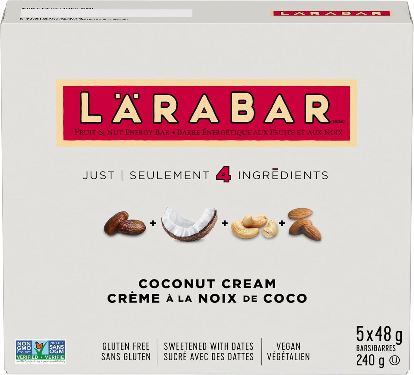 LÄRABAR 椰奶水果坚果能量棒，5条装，无麸质，纯素，零食棒