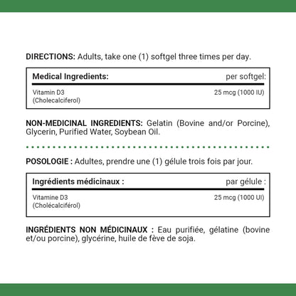 自然之宝维生素 D3，1000 IU，超值装，有助于支持免疫功能，帮助发育和维持骨骼和牙齿，帮助吸收钙和磷，250 粒软胶囊，58.8 克