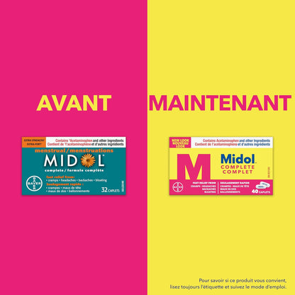 Midol 完全止痛药，快速缓解多种症状的痛经，包括痉挛、头痛、背痛和腹胀（40 粒胶囊）