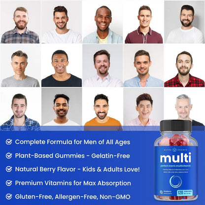 (2-Pack) Multivitamins for Men | Mens Multivitamin Gummies | Bones, Brain, Heart, Immune & Energy Supplement | Mens Vitamin A, B, C, D, E, Biotin & Folic Acid | 120 Gummy Vitamins