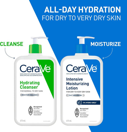 CeraVe Face Wash & Moisturizing Lotion BUNDLE. Gentle Hydrating Face Cleanser & Intensive Moisturizing Lotion, for Dry to Very Dry Skin, Fragrance-Free, Developed with Dermatologist