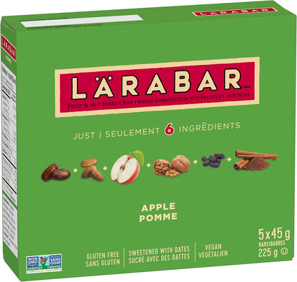 LÄRABAR Apple, Fruit and Nut Energy Bar, Pack of 5 Bars, Gluten Free, Vegan, Snack Bars