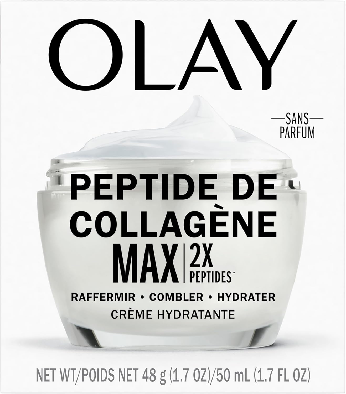 Olay Collagen Peptide Face Moisturizer, Firming Cream for Women, Fragrance-Free, Non-Greasy - Hydrating, Anti-Aging, Anti-Wrinkle, Smoothing of Fine Lines, Tightening Skin Care - Niacinamide, 50 mL