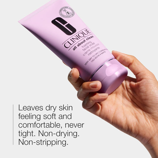 Clinique All About Clean Foaming Face Soap With Hyaluronic Acid + Glycerin For Very Dry to Dry Combination Skin Types, 150ml