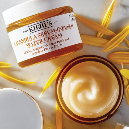 Kiehl's Calendula Serum Infused Water Cream, Soothing Gel Moisturizer for All Skin Types, Visibly Evens Skin Tone & Boosts Radiance in 1 Week, 24HR Hydration, Reduces Redness - 100 ml