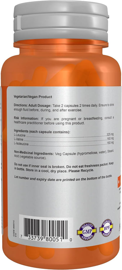 NOW Sports, Branched Chain Amino Acids, With Leucine, Isoleucine and Valine, 60 Veg Capsules