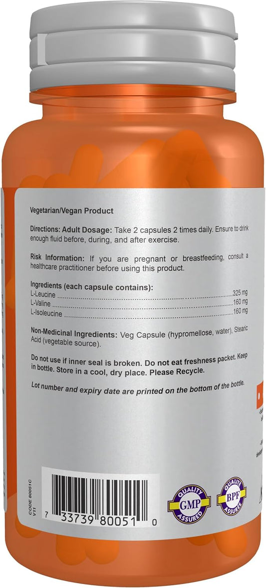NOW Sports, Branched Chain Amino Acids, With Leucine, Isoleucine and Valine, 60 Veg Capsules