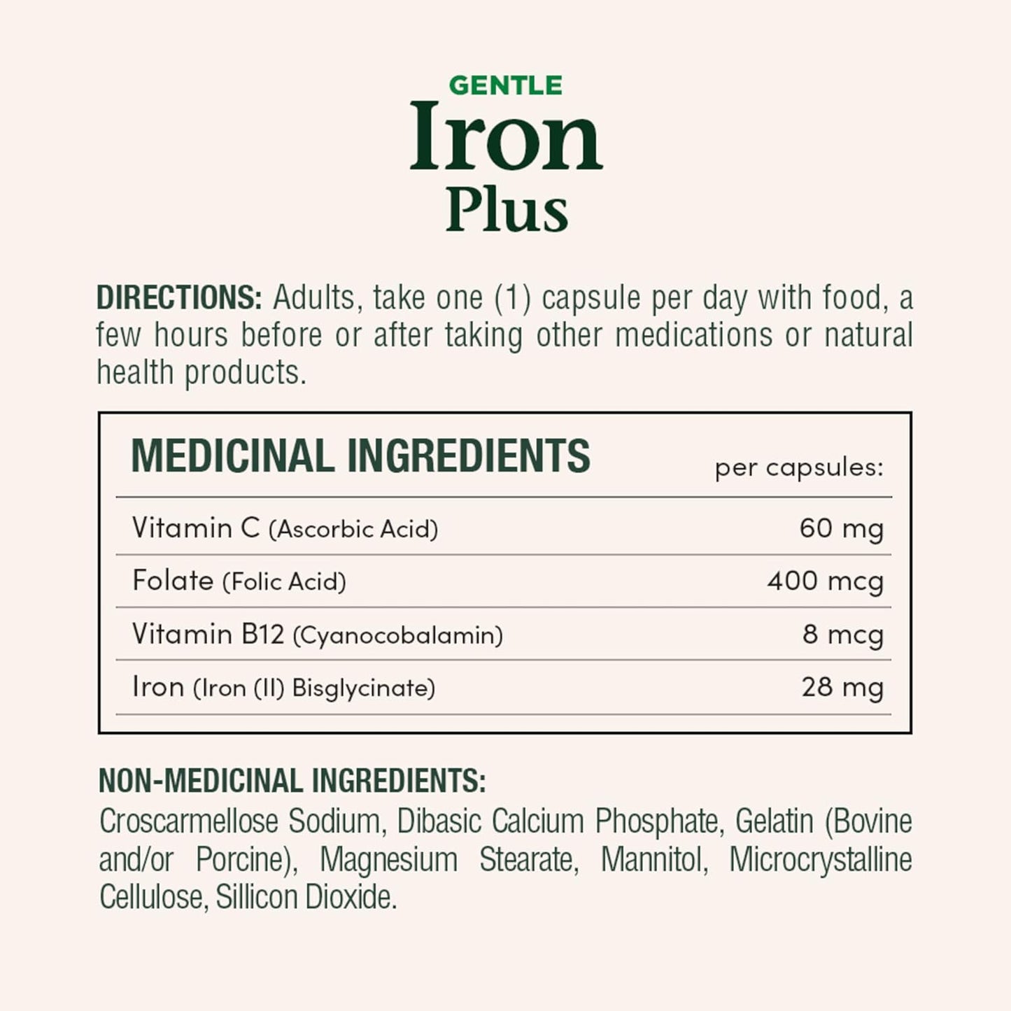自然之寶 Iron Plus，28 毫克，溫和，有助於預防貧血，支持免疫健康，幫助紅血球形成和功能，幫助傷口癒合，抗氧化劑，膠囊，49 克
