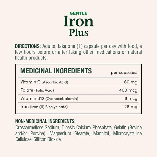 自然之寶 Iron Plus，28 毫克，溫和，有助於預防貧血，支持免疫健康，幫助紅血球形成和功能，幫助傷口癒合，抗氧化劑，膠囊，49 克