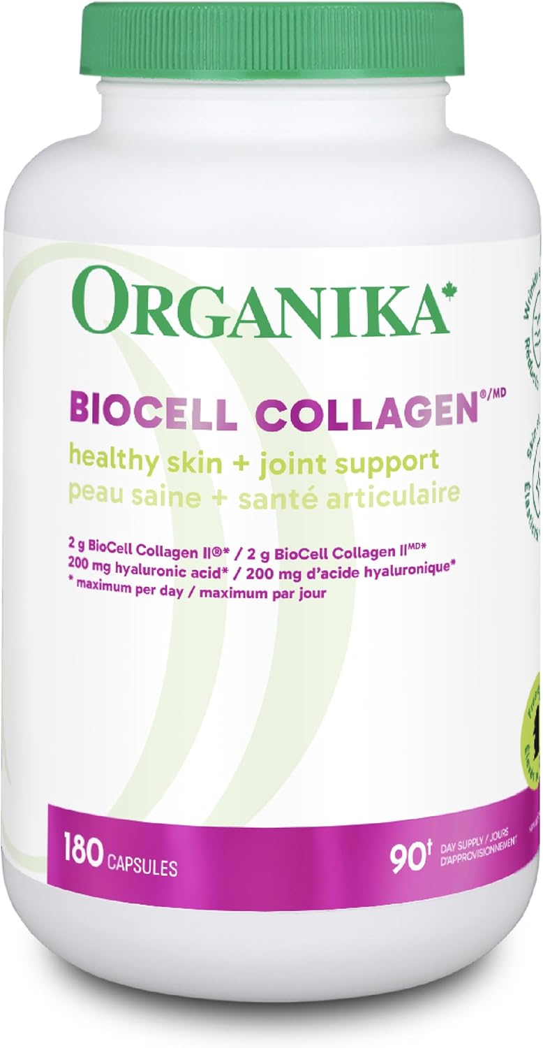 Organika Biocell Collagen- Type 2 Collagen, Hyaluronic Acid, Chondroitin Sulfate, Joint Support- 180caps