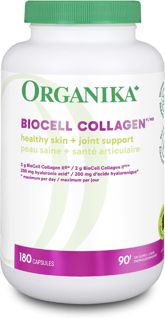 Organika Biocell Collagen- Type 2 Collagen, Hyaluronic Acid, Chondroitin Sulfate, Joint Support- 180caps