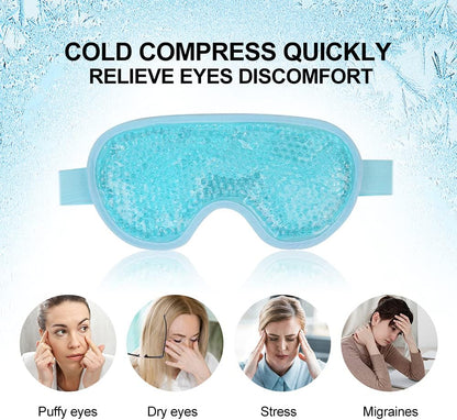 NEWGO Cooling Gel Eye Mask for Puffiness, Tired Eyes, Migraines, Stress, Itchy Eyes, Lid Surgery, Relief - Blue Sleeping Mask for Skin Care and Eye Spa